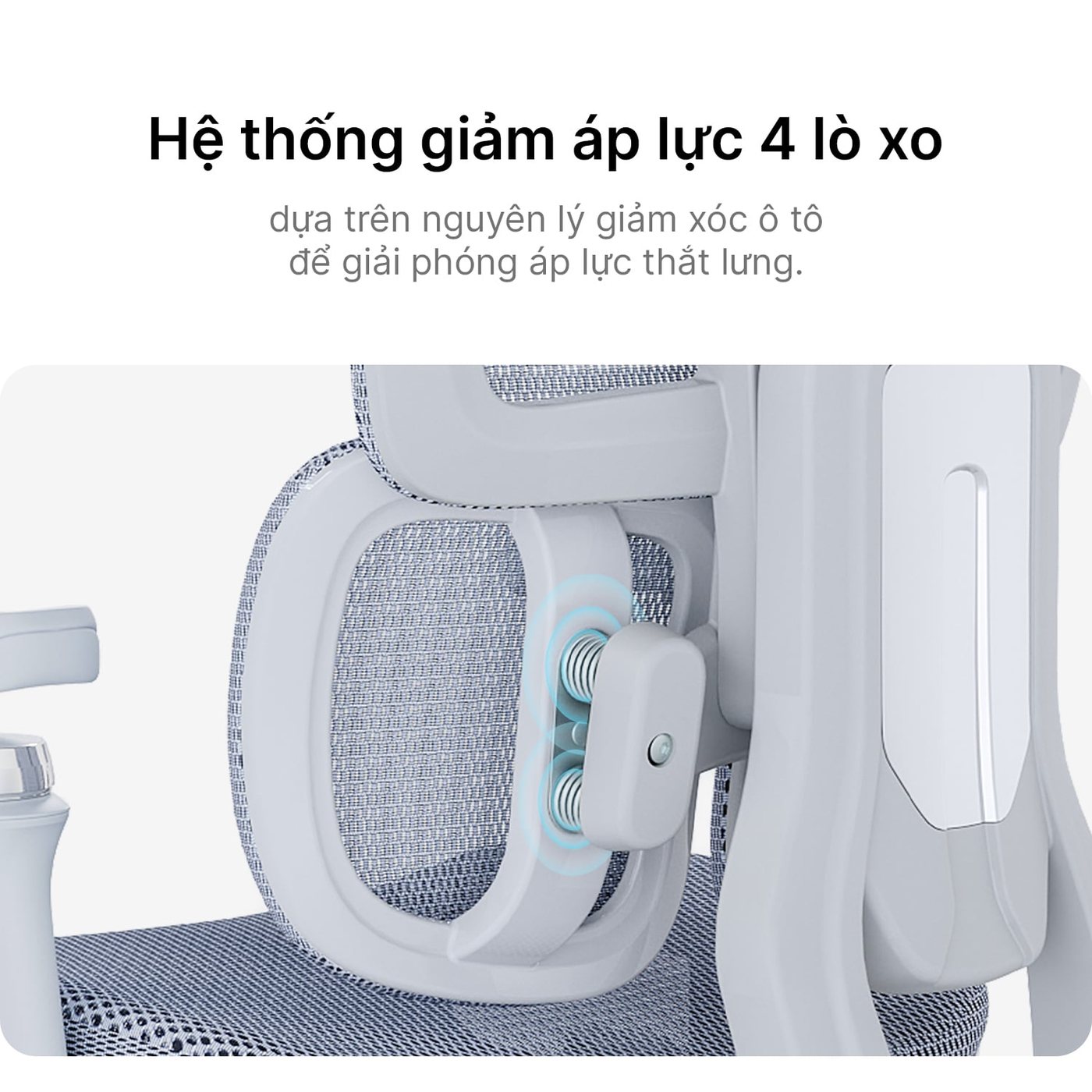 Lưng tách ba vùng, có bốn lò xo phía sau