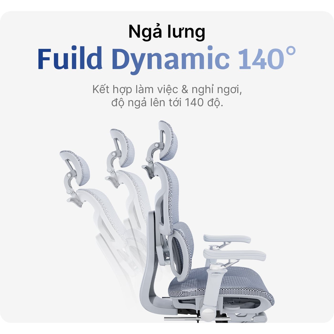Ngả 140°, mâm thác nước trượt 5 cm, có kê chân