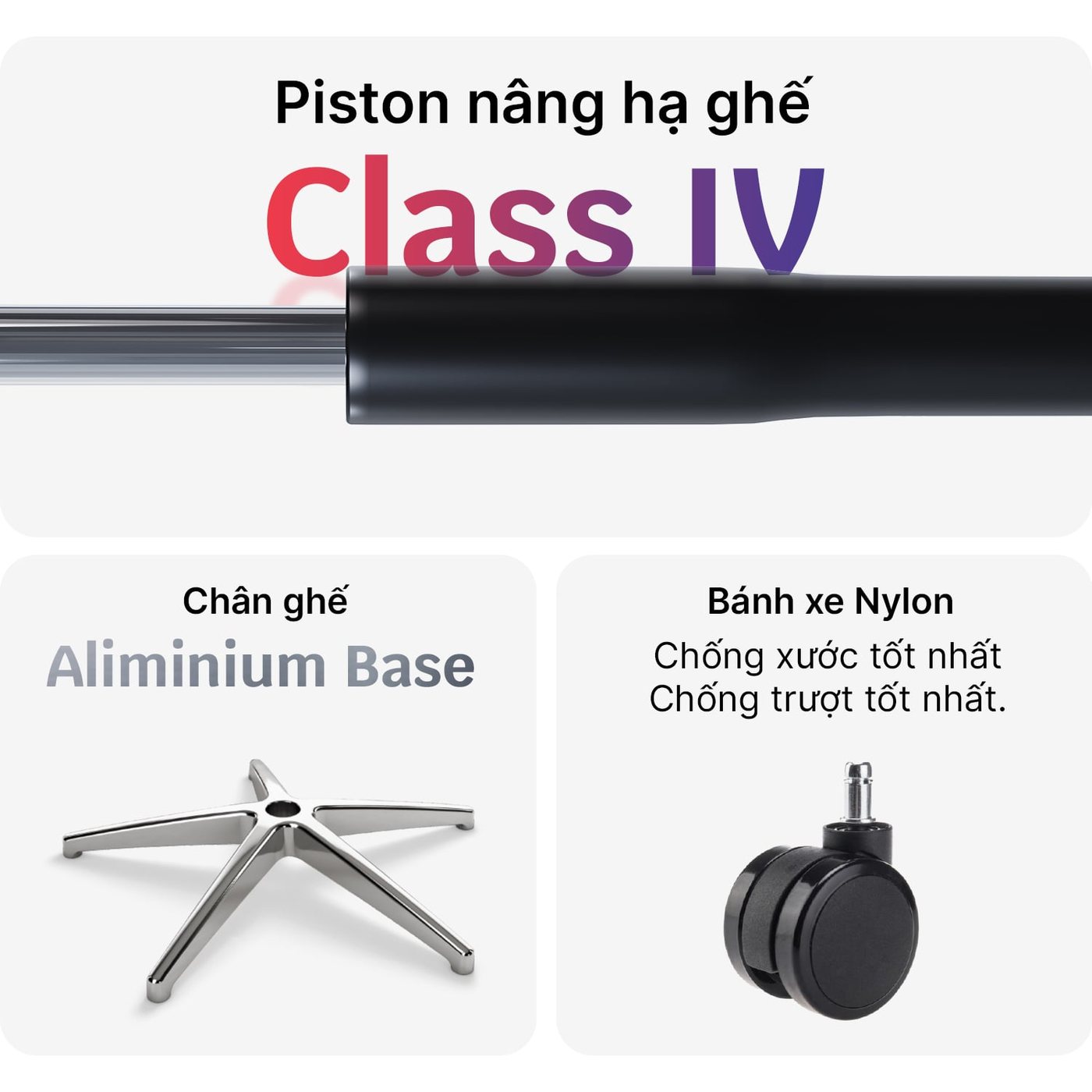 Ty hơi Class 4, chứng nhận BIFMA X5.1 và ISO 12947-2