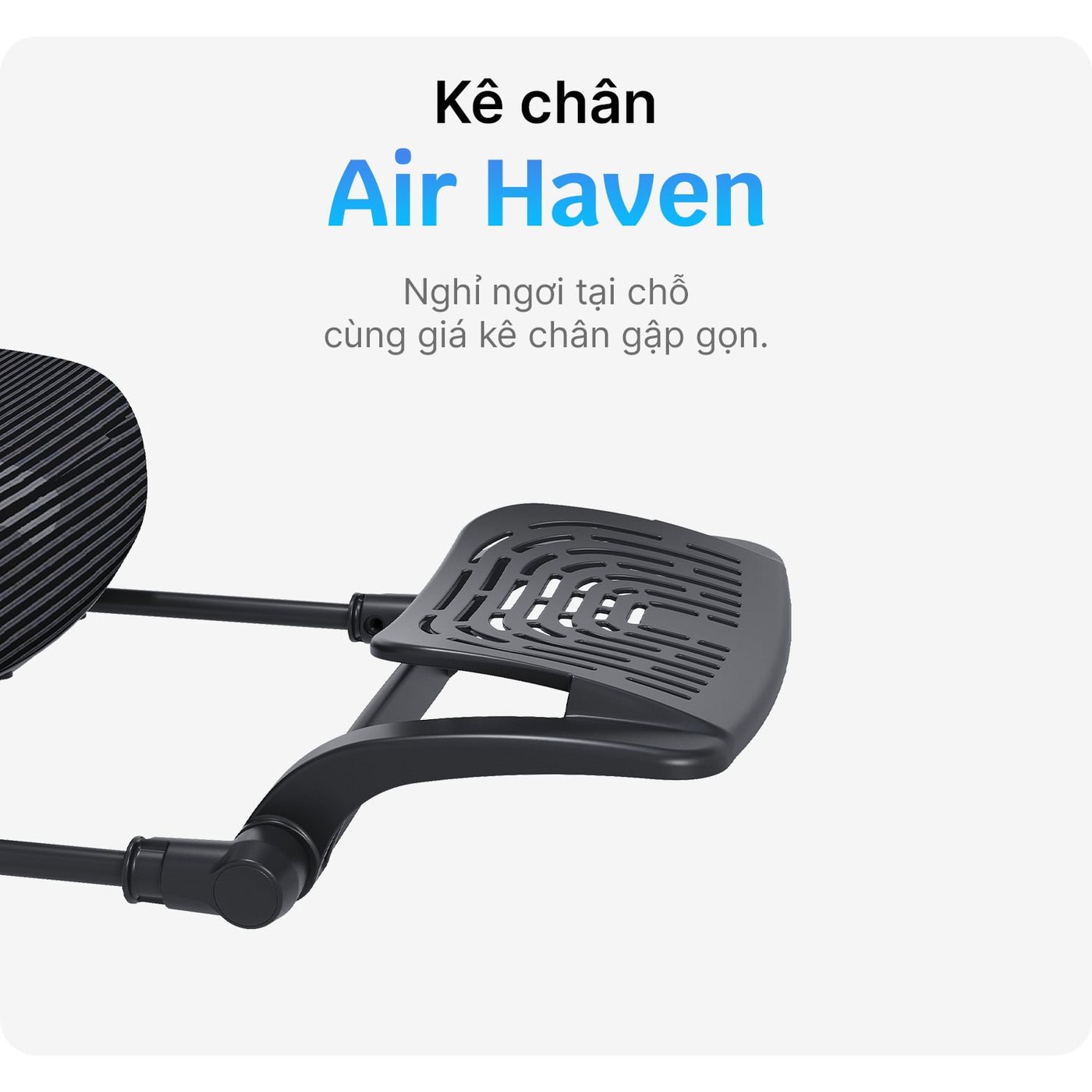 Mâm trượt, kê chân gập và cần chỉnh gom dưới mặt ngồi