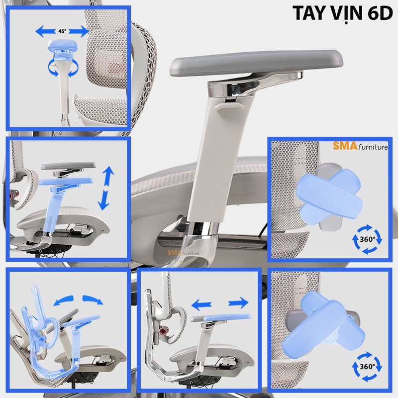 Tay vịn 6D đúc liền lưng