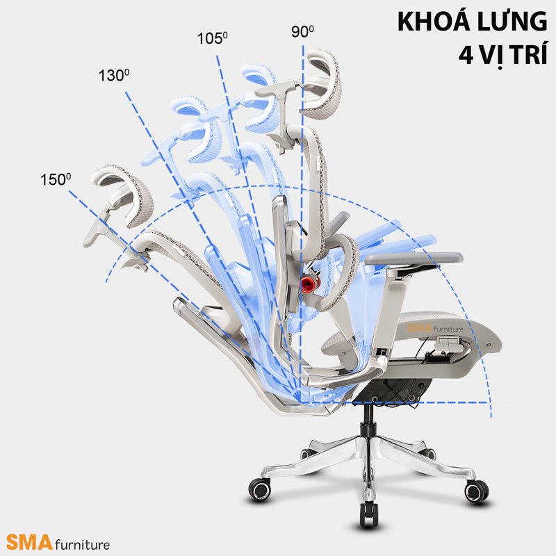 Khoá lưng 4 vị trí tới 150°