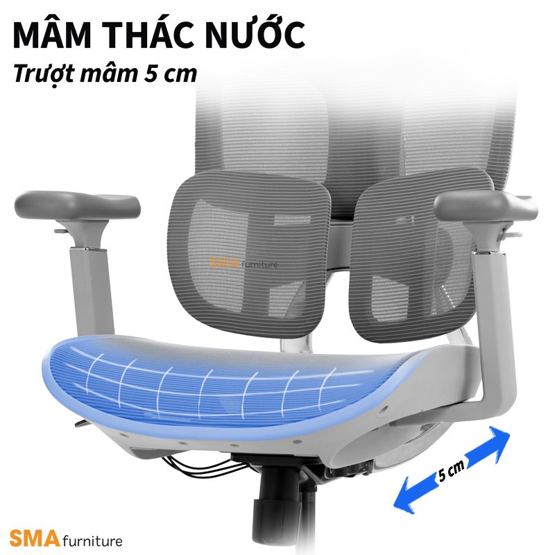 Mâm ngồi thác nước, trượt 5 cm